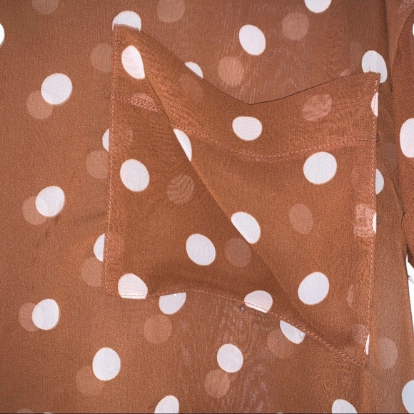 Lush auburn polka dot semi sheer pocket top Small - Picture 4 of 5